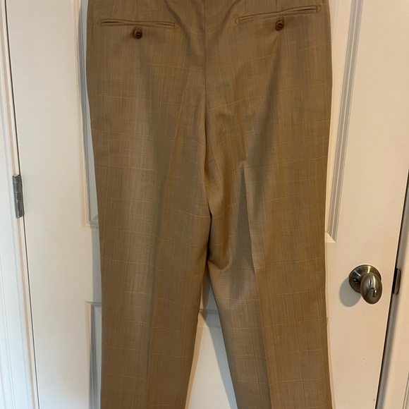 Zanella SHORT Elegant Pleated Tan plaid Pleated Trousers 34X26 - Picture 5 of 13